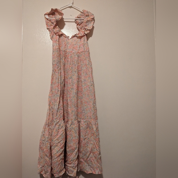 H&M Long And Flared Dress Sleeveless Open Back Maxi Floral Size Large - Picture 6 of 8